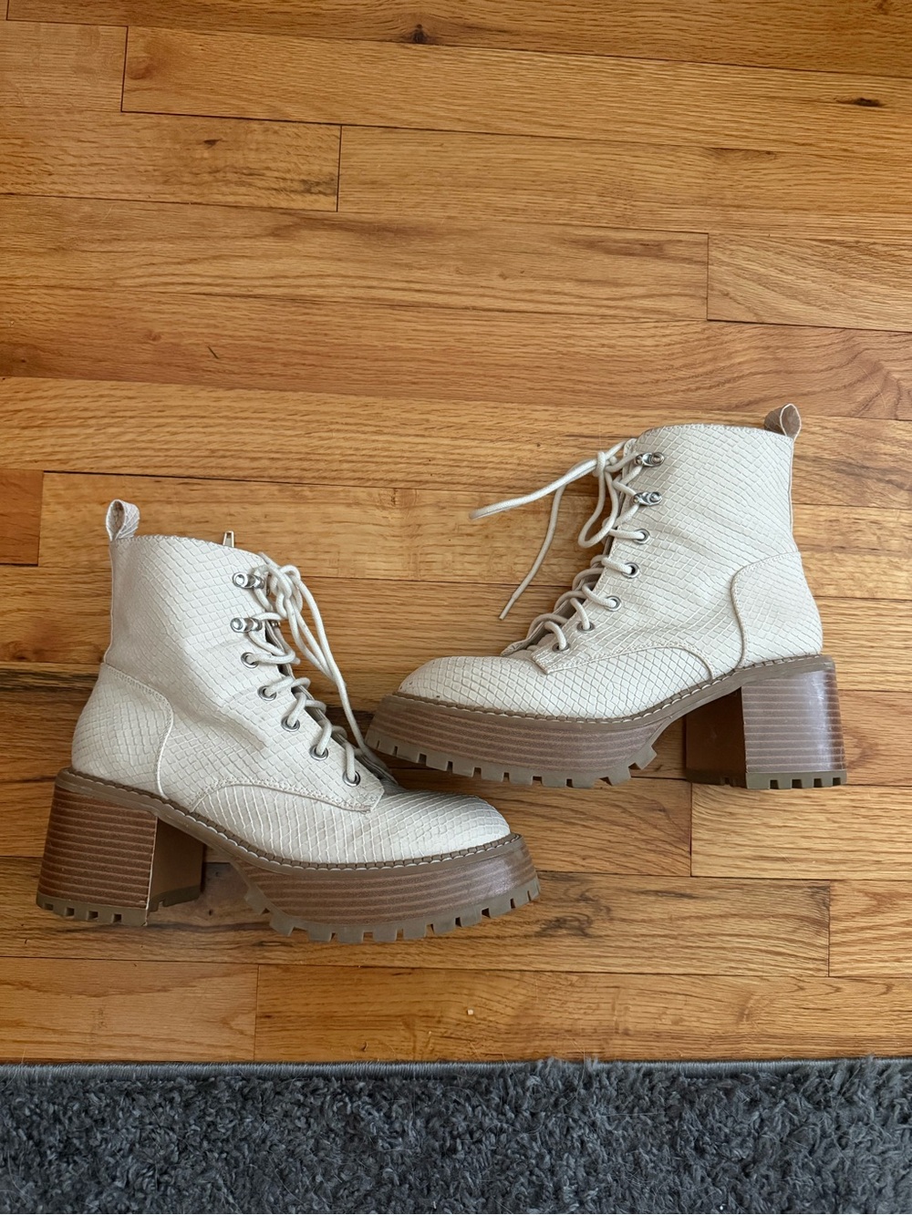 MIA Sian Beige Chunky Platform Combat Boots